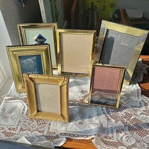 Vtg Picture Photo Frames Brass Gold Tone MCM ornate Decorative Mixed Lot of 6